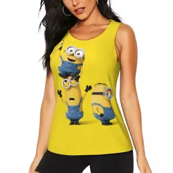 Custom Minion Cartoon Banana Yoga Shirt Women Athletic Workout Running Tank Tops