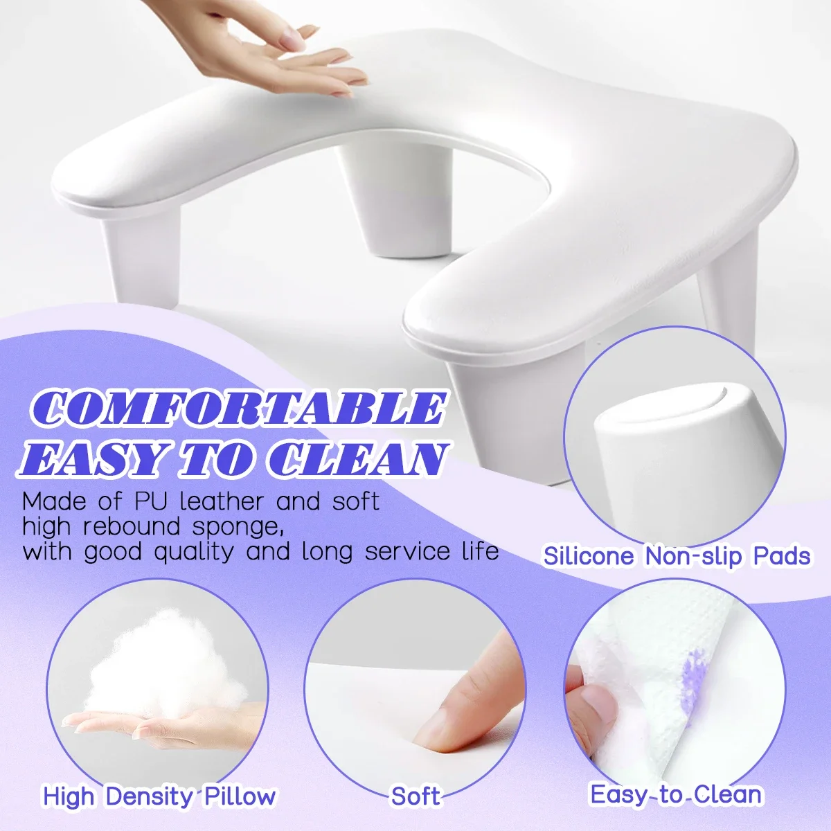 Two-Hand Nail Art Hand Pillow Portable Removable Stand Tilt Design Manicure Stand Hand Pillow PU Material Hand Pillow