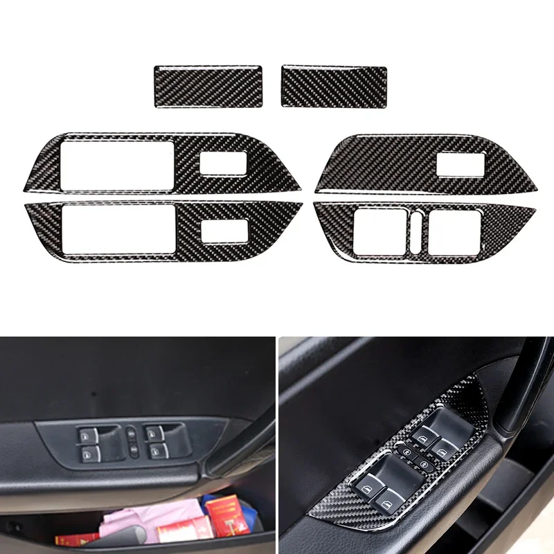 

Real Carbon Fiber Car Interior Window Switch Panel Switch Button Frame Cover Trim For VW Touareg 2011 - 2018