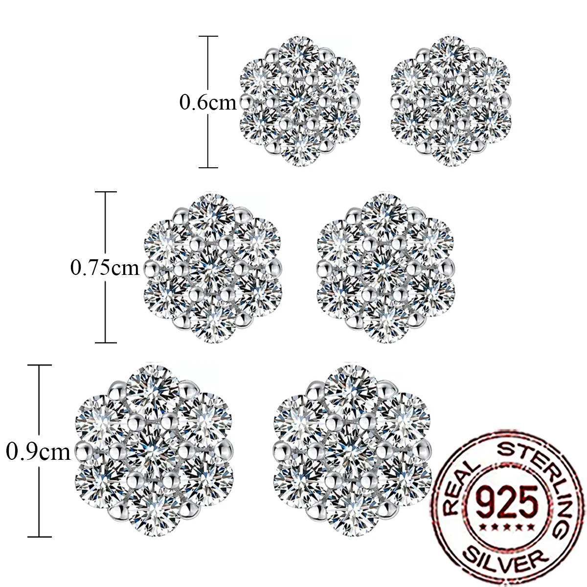 CWWZircons 925 Sterling Silver Sparkling Flower Cubic Zirconia Fine Piercing Earrings Jewelry for Women Girl Wedding Party SE181