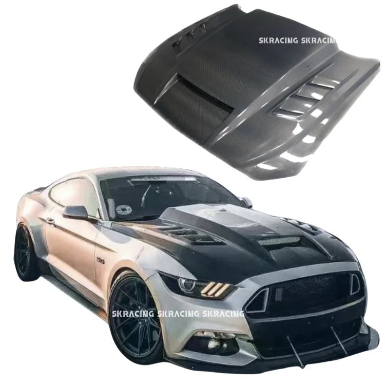 

Exterior Auto Parts Real Carbon Fiber Body kits For Ford Mustang 15-23 Front Engine Hoods Panels Cover Bonnet Vents Aftermarket