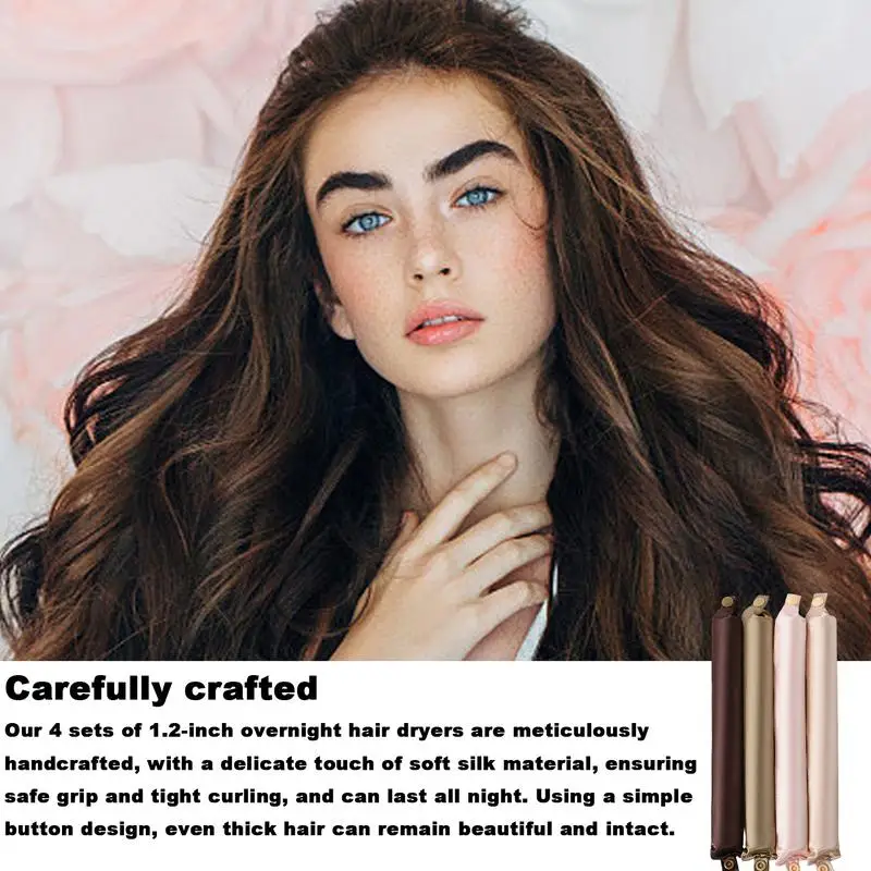 تجعيد الشعر بدون حرارة للشعر الطويل قضيب تجعيد بكرات بدون حرارة بكرو عقال تجعيد الشعر 4 قطعة قضبان مرنة بكرات شعر طويلة لا حرارة