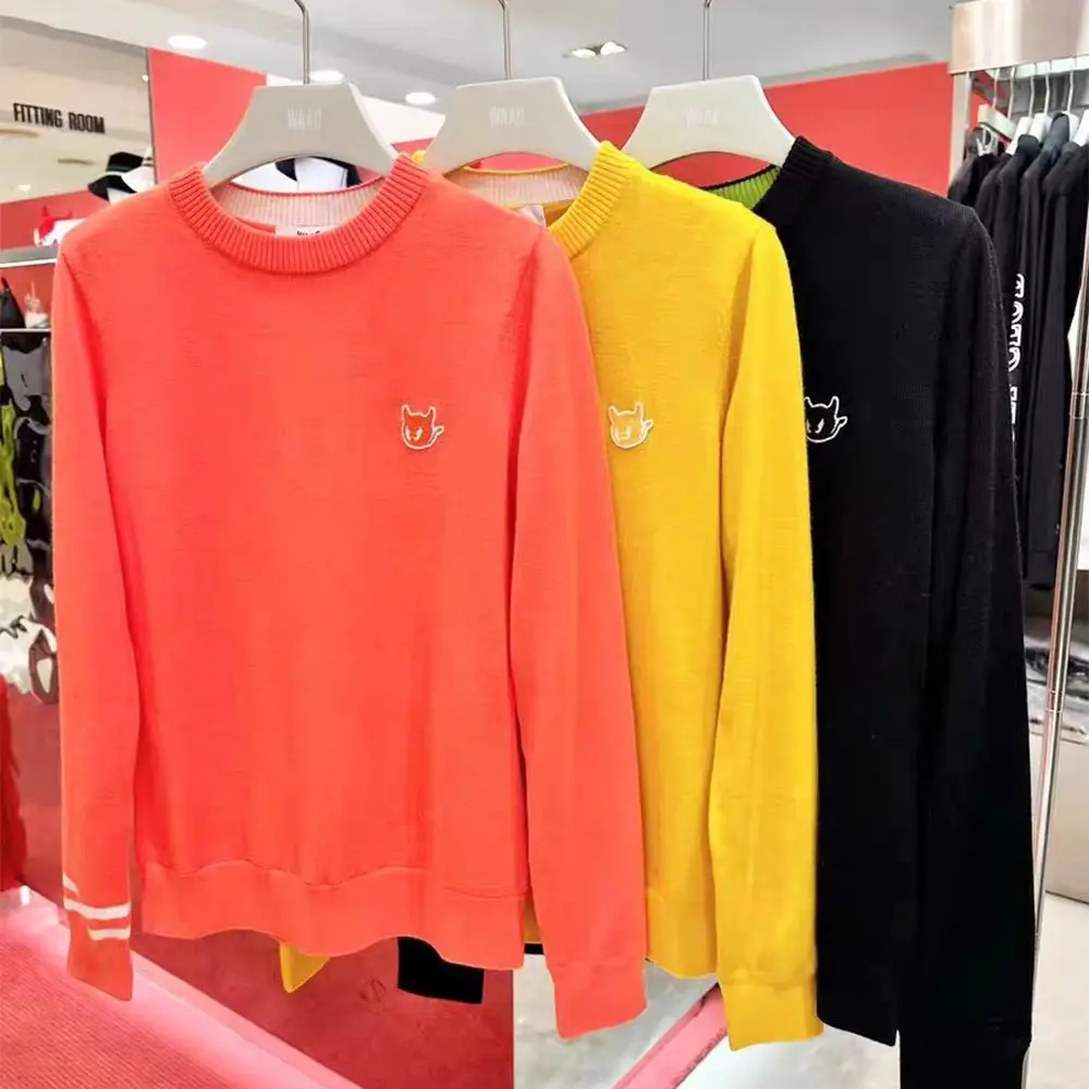 

Classic Versatile Sweater for Women Luxury Long-Sleeve Knit Top Korean Golf Sportswear Brand Minimalist High-End Style