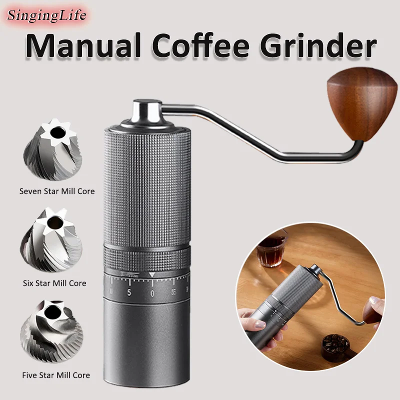 5/6/7 Core Manual Coffee Grinder Portable External Adjustable Hand Crank Espresso Bean Grinder Household Outdoor Coffee Tool