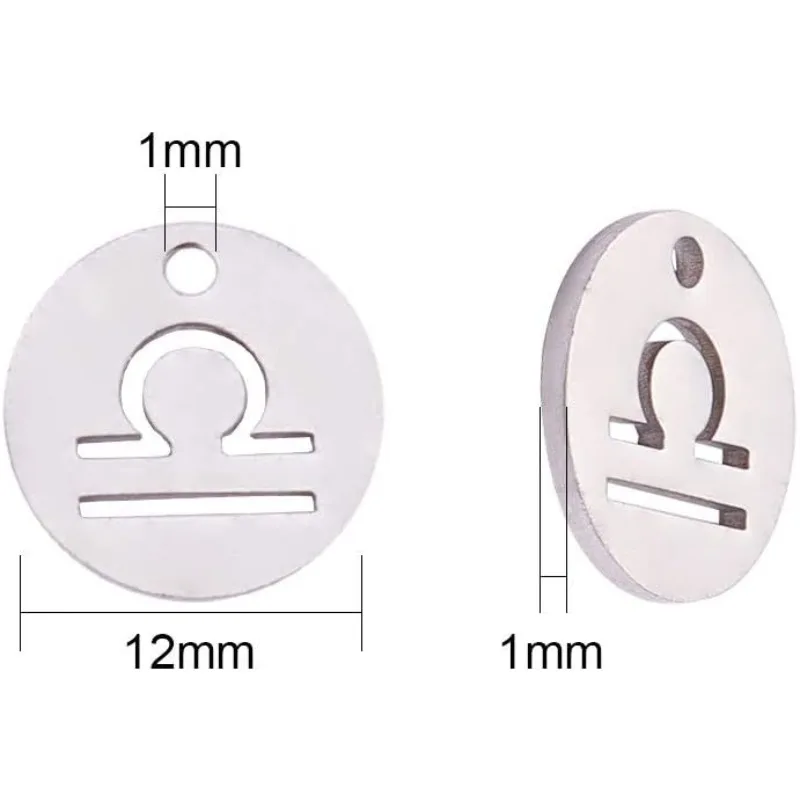 24 قطعة 304 الفولاذ المقاوم للصدأ 12 الأبراج زودياك تسجيل المعلقات سحر علم التنجيم ابراج سحر الخرز DIY بها بنفسك مجوهرات