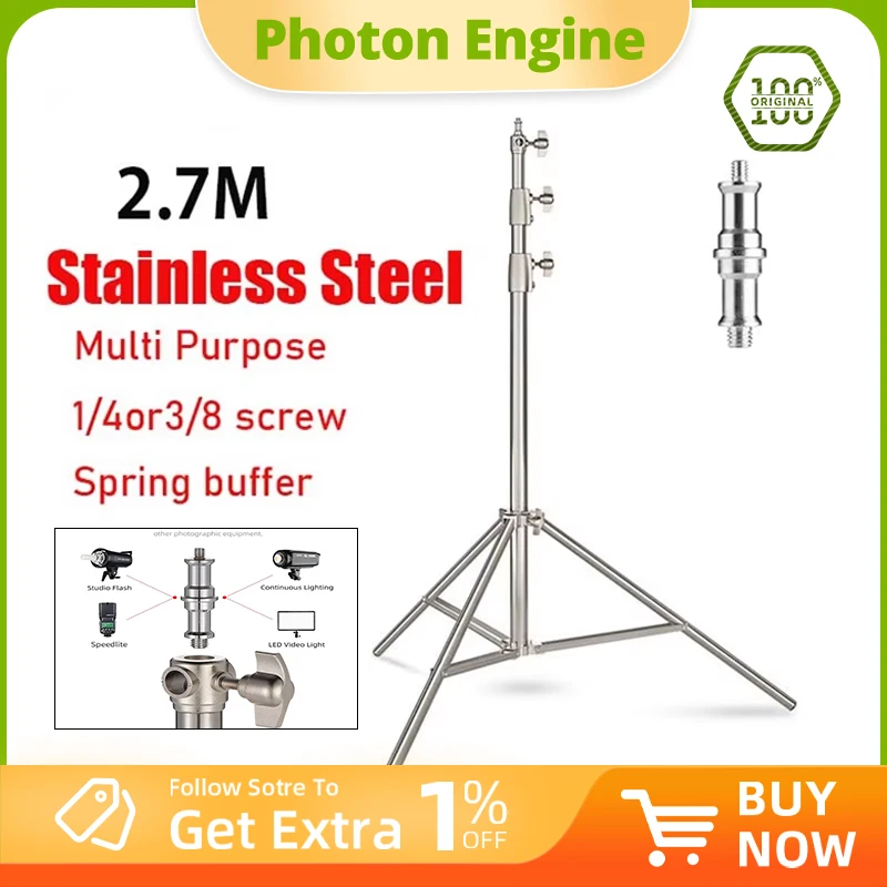 

Stainless Steel 2.7M Heavy Duty Light Stand Tripod with for Photo Studio Softbox Video Flash Umbrellas Reflector Lighting