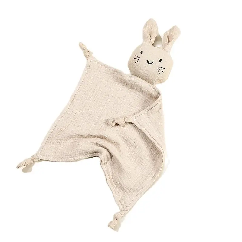 Baby Cartoon Rabbit Cotton Muslin Comforter 30*30CM Cute Newborn Baby Sleeping Dolls Blankets Infant Squale Burp Clothes Bibs