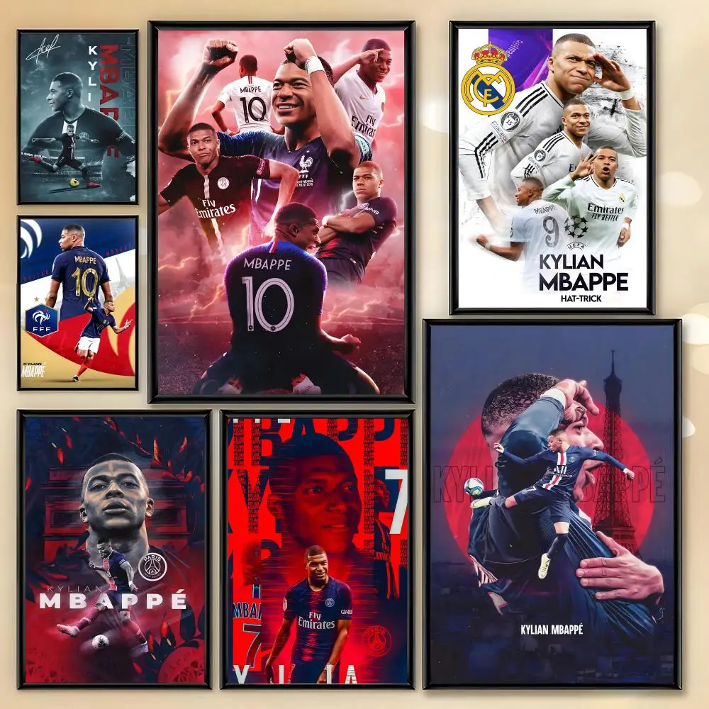 FootballStar K-Kylian Mbappe Poster HD Art Sticky Wall Room Decor Home Waterproof Home Living Bar Aesthetic Decoration