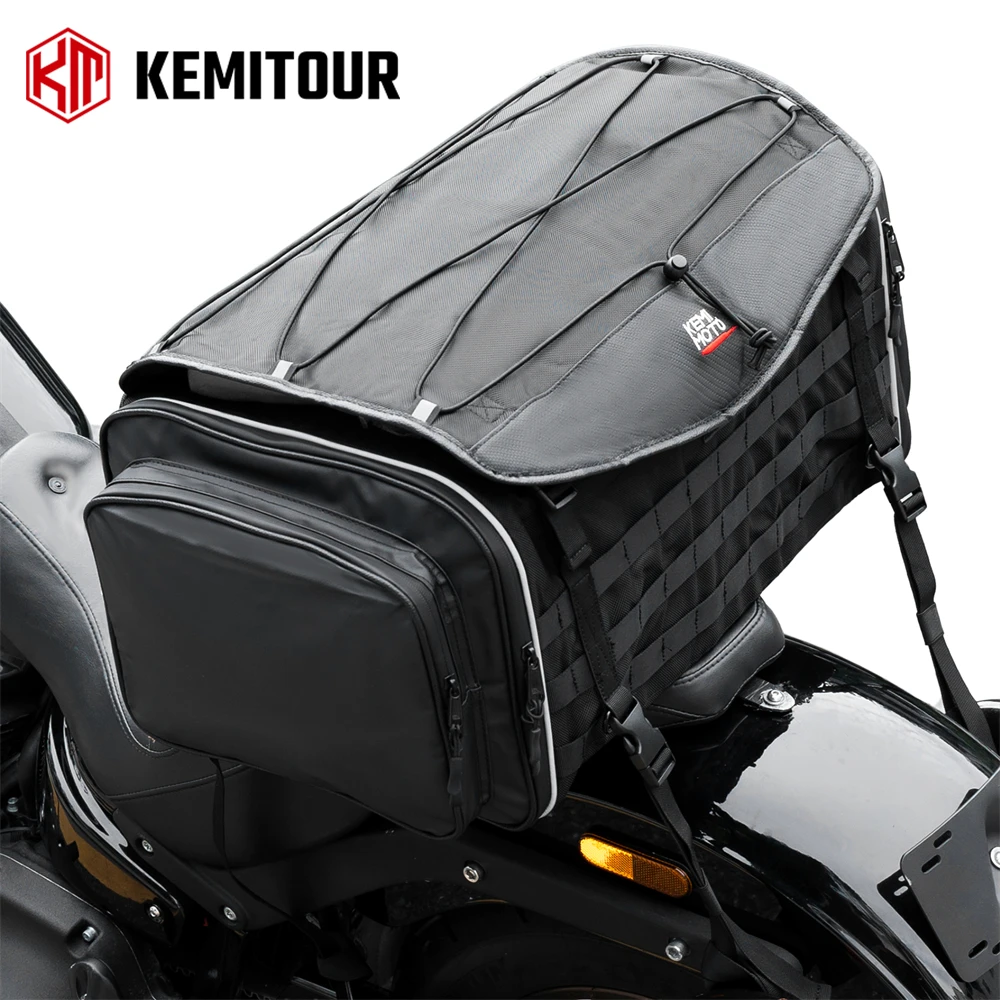 

Motorcycle Rear Seat Bag with Adjustable Capacity Travel Luggage Tail Bag Universal for CBR400R V-STROM250 GSX-S1000 Ninja 400