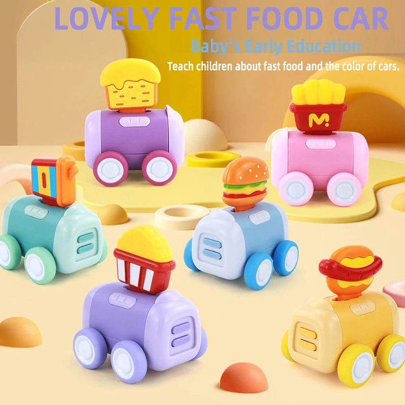 Divertido lindo patatas fritas hamburguesa coche de juguete de inercia dibujos animados Gourmet Mini coche extraíble niños casa de muñecas juguete niños cumpleaños regalos de vacaciones