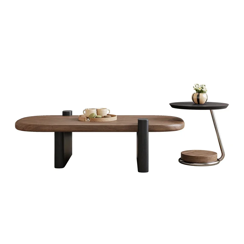 

light luxury high-end living room, household solid wood coffee table, small apartment high-end, side table combination