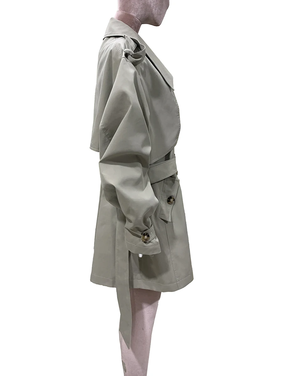 

Весенне-осенний большой плащ цвета хаки для женщин, двубортный ремень с рукавами реглан, свободная повседневная роскошная дизайнерская одежда 2025 плащ женский пальто женское осень