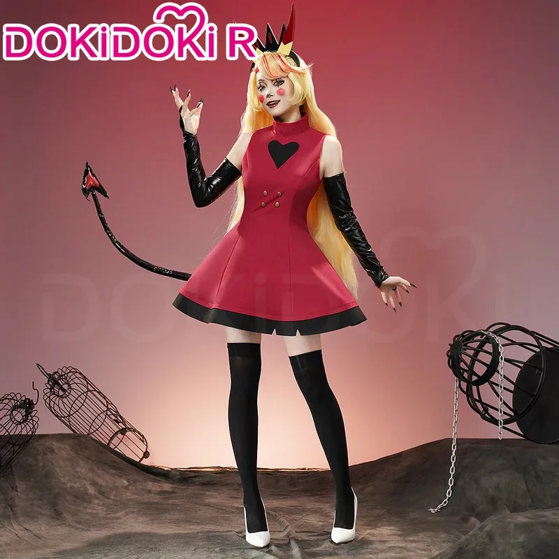 

LQIN STOCK Charlie Morningstar Vaggie Косплей Костюм Аниме【S-3XL】DokiDoki-R Женский Боевой Костюм Чарли Хвост Косплей Парик Плюс Размер