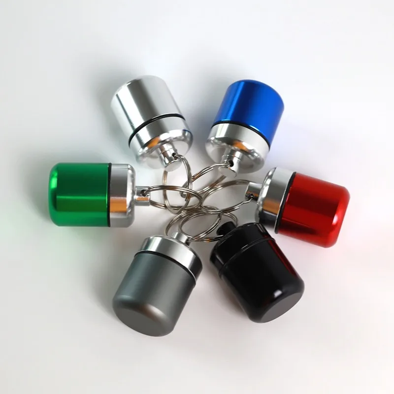 New Hot High Quality Portable Waterproof Aluminum Pill Container Keychain Pill Splitter Cases Medicine Storage Box Keychain