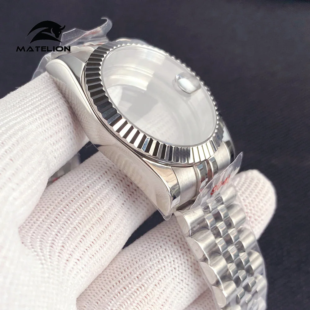 Matelion Silver 36mm 39mm Fluted Curved Watch Case for NH34 NH35 NH36 NH38 NH39 NH70 NH72 ETA2824 PT5000 Jubilee Bracelet