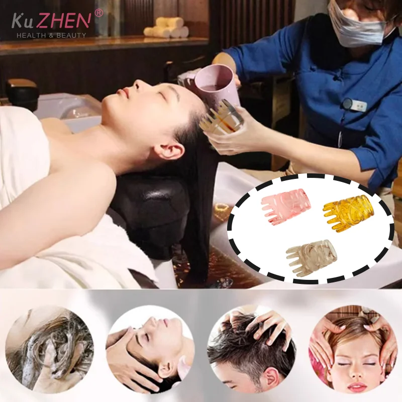 1pc Resin Hair Scrubbing Comb Head Massager Hair Care Meridian Scraping Scalp Massage Acupuncture SPA GuaSha Health Massage Tool