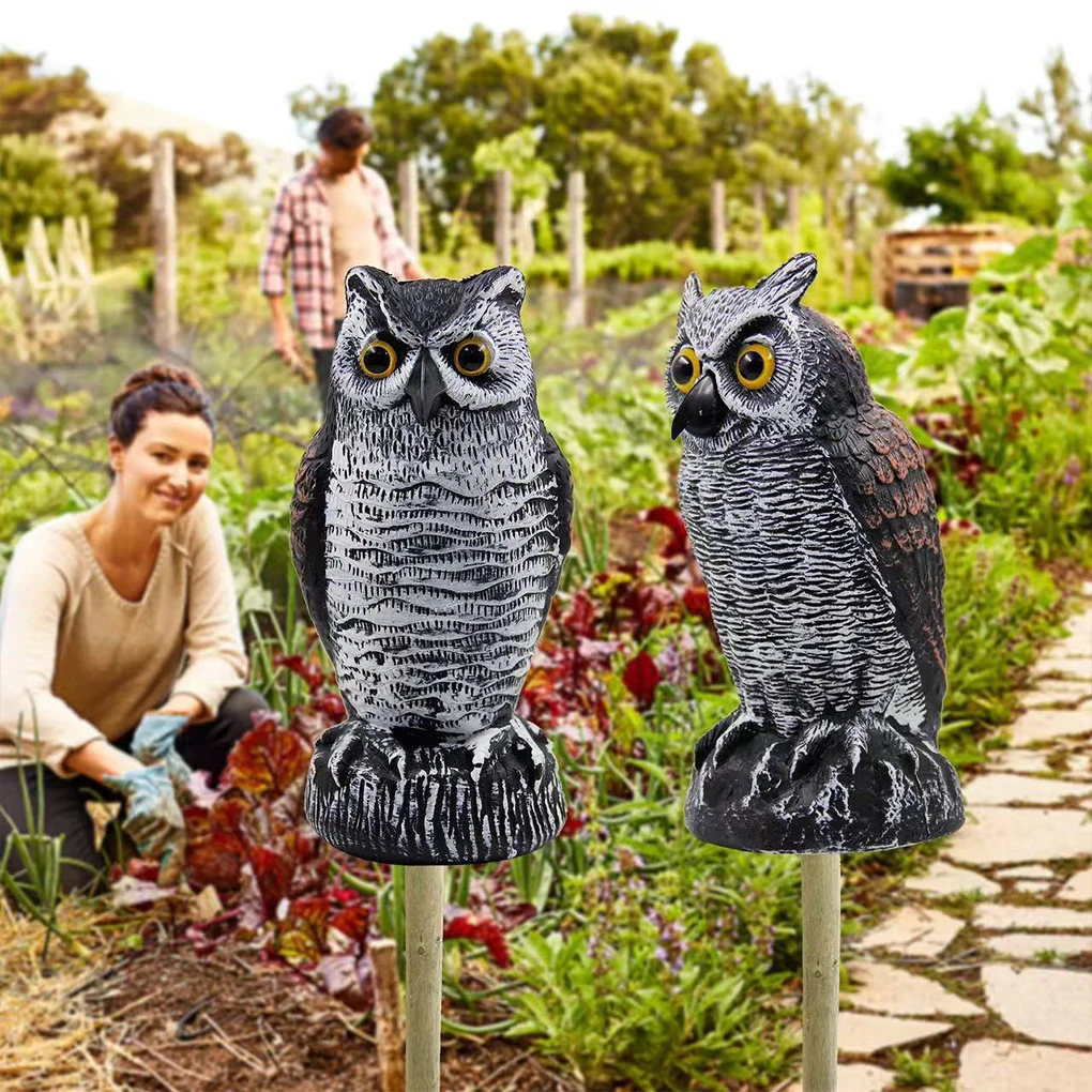 

Owl Scare Bird Control Devices with 360° Swivel Head Fake Owl Scarecrow Decoy Lifelike Simulation Owl Bird Deterrent Waterproof