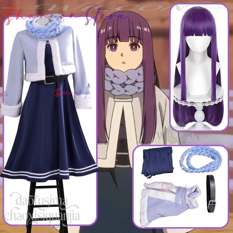 

Папоротник Зимняя одежда Новая кожа תחstvות Косплей Аниме Frieren: Beyond Journey's End Kawaii Пушистое короткое пальто Платье-шарф Рождество