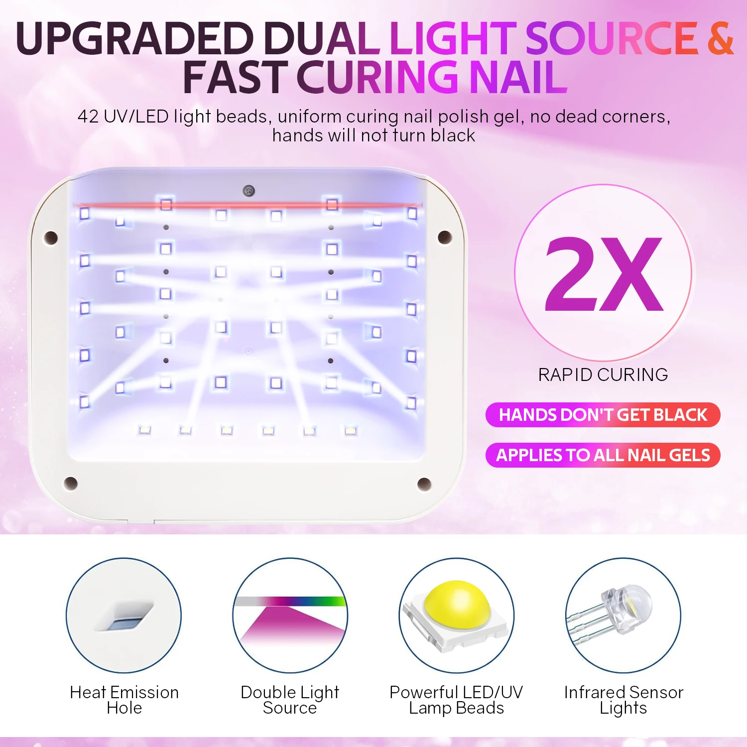 قابلة للشحن 168 واط مسمار تجفيف مصباح مع 3 الموقتات إعداد مسمار مصباح المهنية 42 المصابيح لجل طلاء الأظافر مسمار أداة فنية