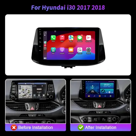 현대 i30 2017 2018 차량용 라디오 멀티미디어 안드로이드 14 GPS 무선 BT CarPlay 네비게이션 7862 8+256 터치 2K QLED 스크린