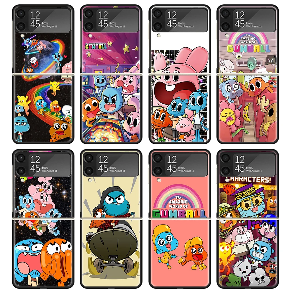 The Amazing World Gumball Case For Samsung Galaxy Z Flip 4 5 3 z Flip5 Flip4 5G Hard Phone Cover Flip3 Split Folding Black Plast