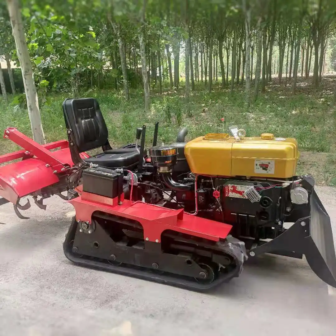 Small cultivator multifunctional rotary tiller ditching and fertilizing machine orchard tractor track mounted micro