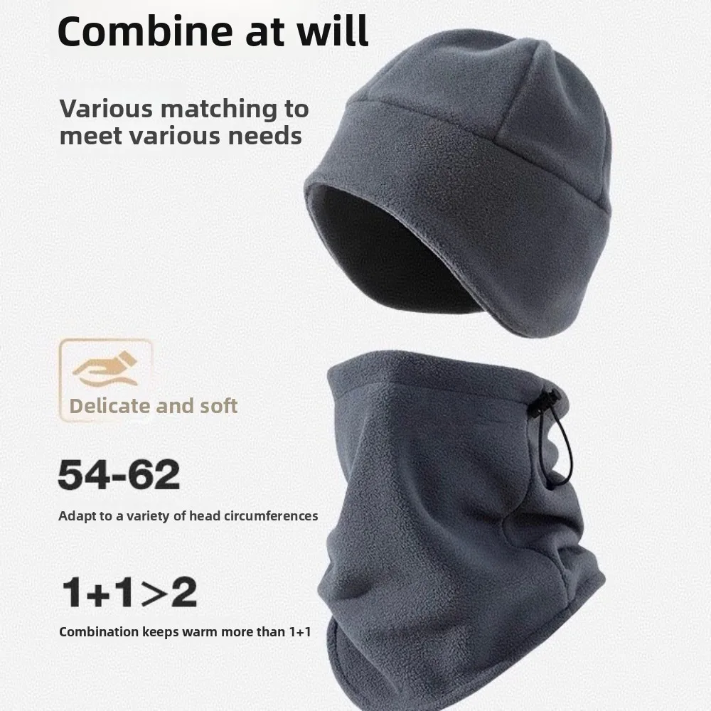 Neues Polar-Fleece-Mütze-Schal-Set, winddicht, kältebeständig, Halswärmer, warmer Gesichtsschutz, Outdoor-Sportarten