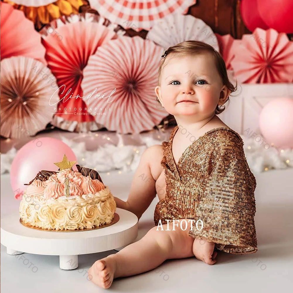 Newborn Girls Clothes Photography Outfit Bodysuits One Year Old Infant Jumpsuit Sequin Dress Baby Costume Shoot Prop Accessories