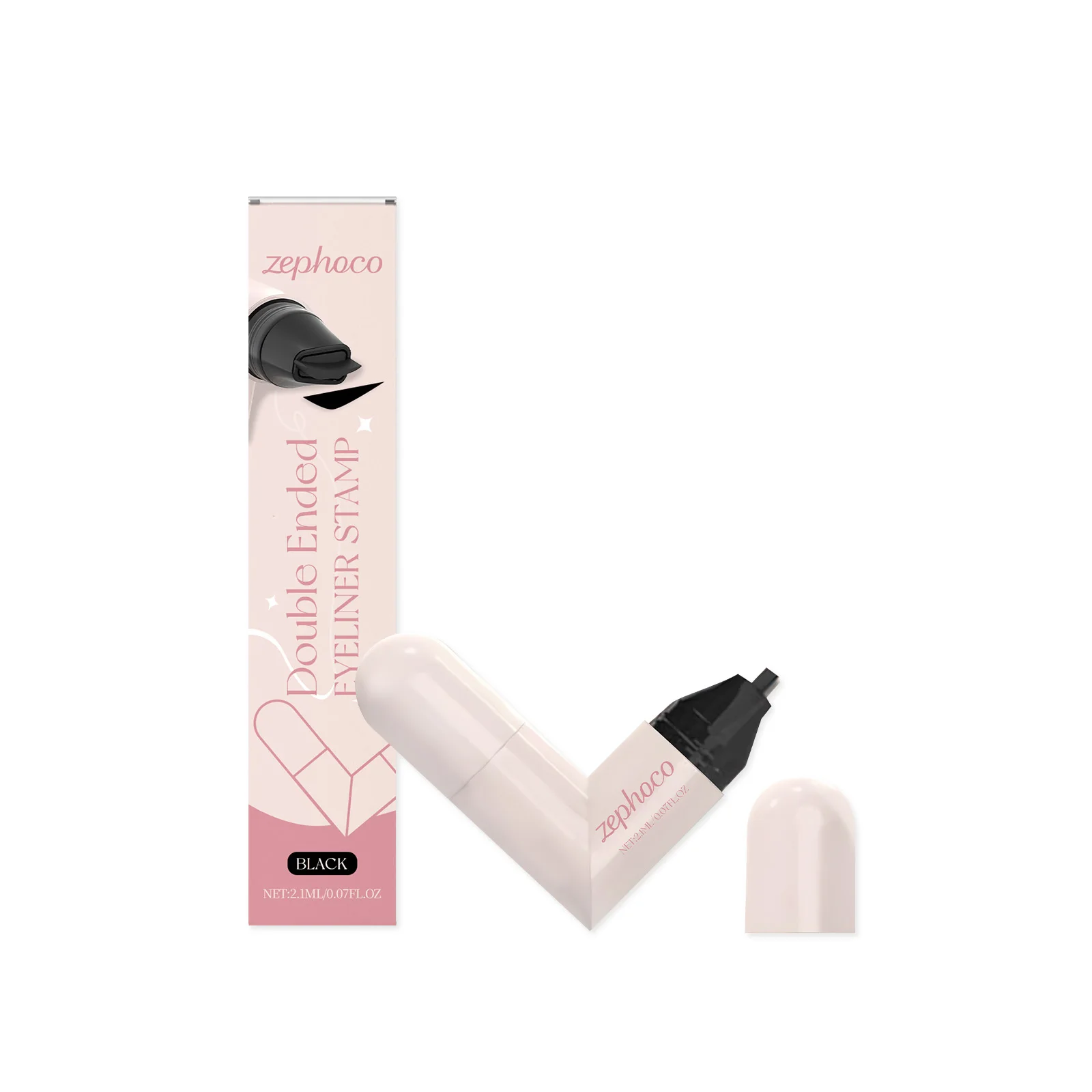 Double Ended Eyeliner Stamp Integrated Waterproof Long Wear Black Brown DIY Liquid Eye Liner Pen Fast Drying Portable Makeup