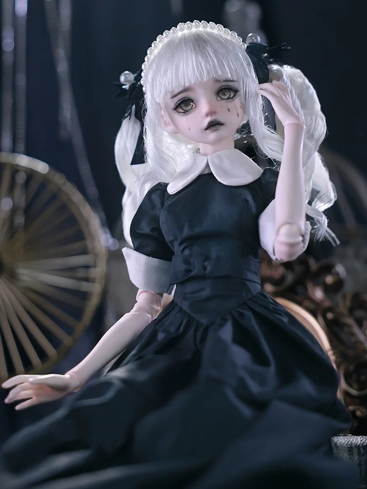 Genuine Halloween Action Figure 4-Point Movable Bjd Doll Sia Gothic Girl Black White Religious Style Set Bjd Toy Girl Dolls Gift