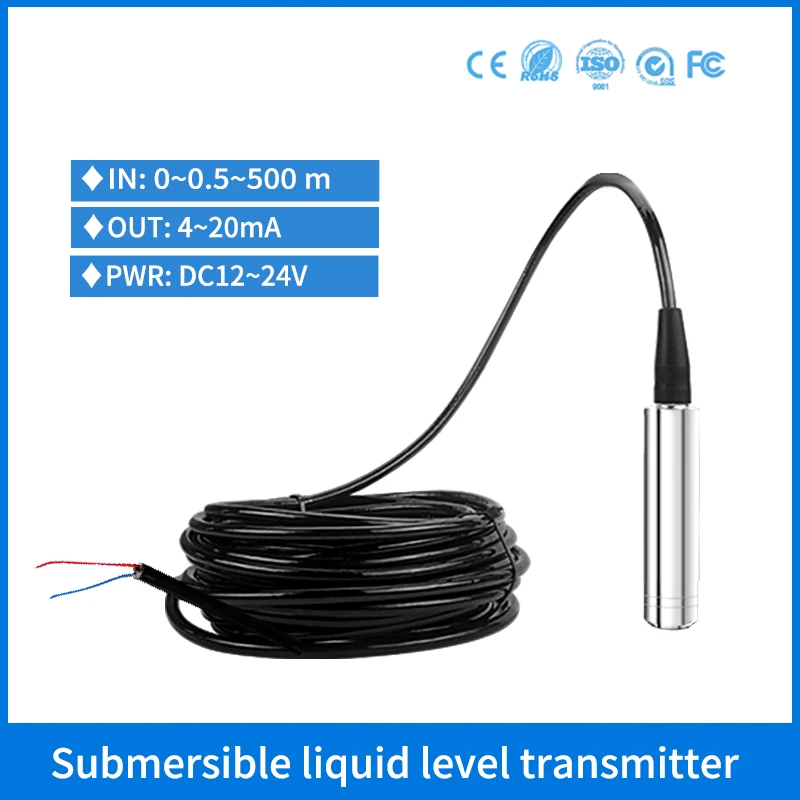 

Submersible Liquid Level Sensor Water Tank Pressure Transmitter 4-20mA Hydrostatical Water River Level Transmitter