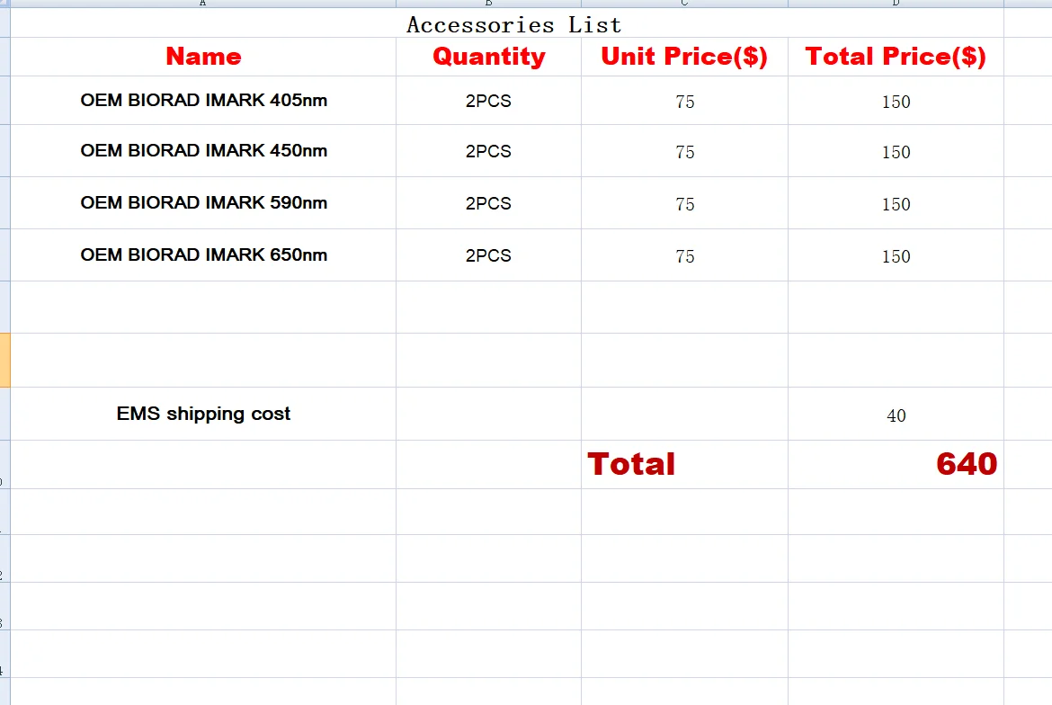 BIORAD IMARK Filter 405nm 450nm 590nm 650nm