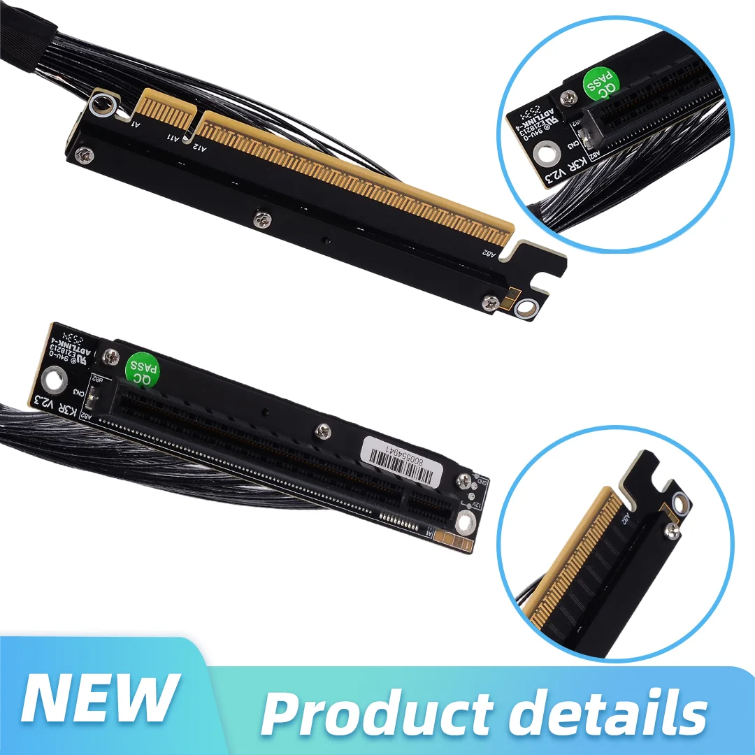 PCIE 5.0 X16 GPU Extension Riser Cable 90 180 270 Degree for Graphics Card NVIDIA RTX50 AMD RX79 Server Golden Finger Gen5