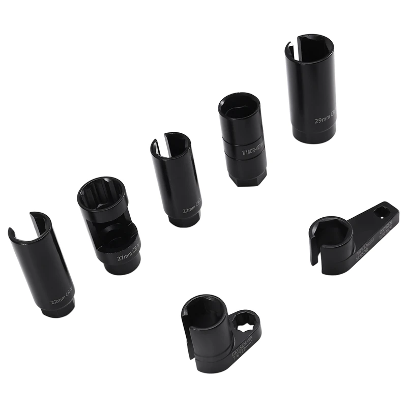 ABZY-7Pcs Universal O2 Oxygen Sensor Socket 6 Point Wrench Tool Remover Installer Set Sensor Removing Tool Kit