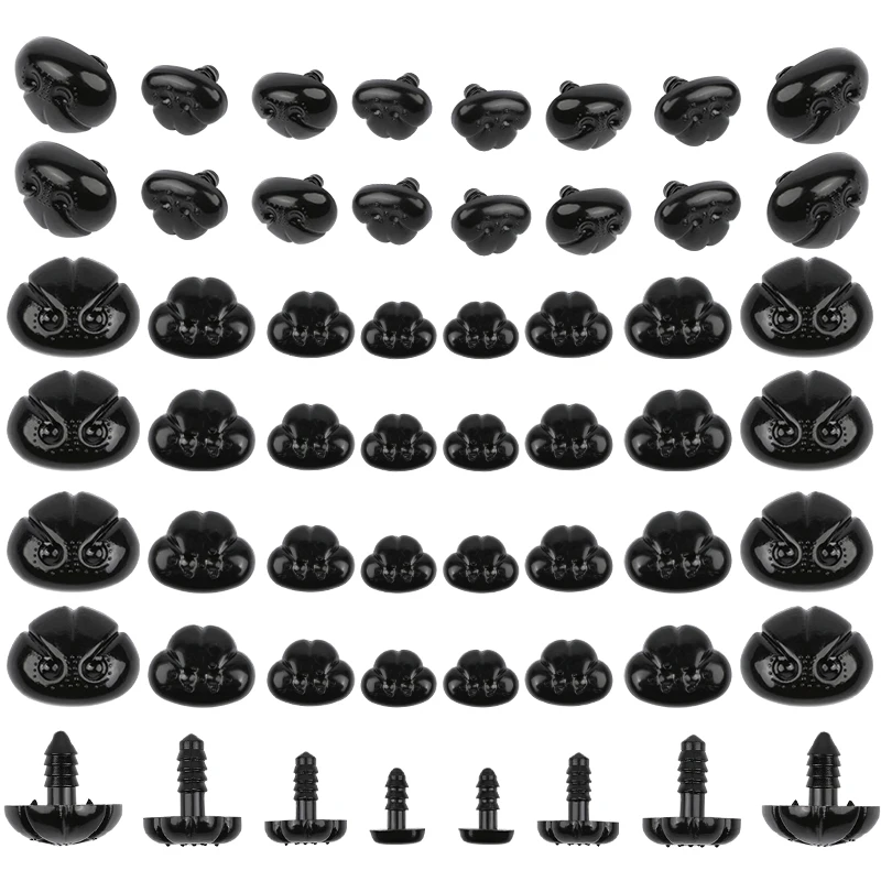 Fenrry 30/50Pcs Plastic Black Oval Safety Noses Doll Animal Dog Noses for Bear Stuffed Toys DIY Craft Wool Felting Accessories