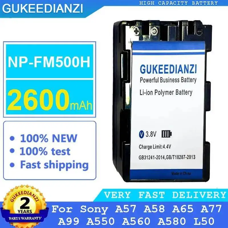 

NP-FM500H For Sony A57 A58 A65 A77 A99 A550 A560 A580 L50 2600Mah Camera Battery Safe