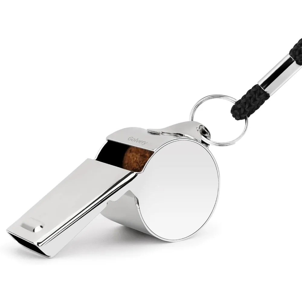 Stainless Steel Coach Whistle with Lanyard for Sports, Outdoor, Lifeguard and Referee Use