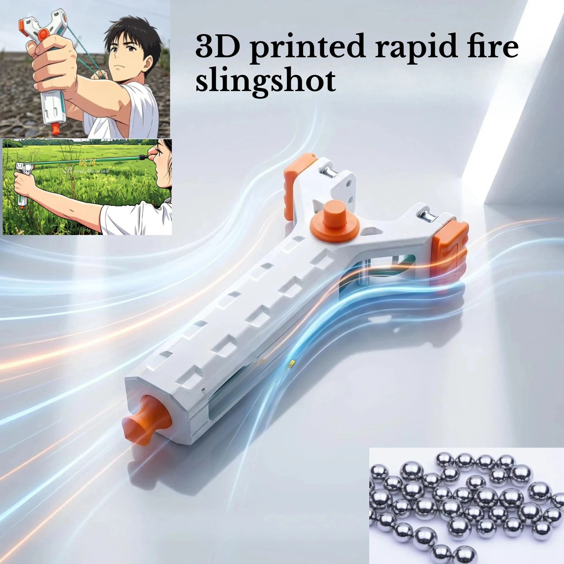 NEW Outdoor Sports Tool Parts 3D Printed Rapid Fire S-lingshot Magnetic Suction Leather Pocket