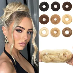 Messy Bun Hair Piece Human Hair Chigon Bun Straight Hair Piece for Women Real Hair Scrunchies Updo Hair Pieces Bun Extensions