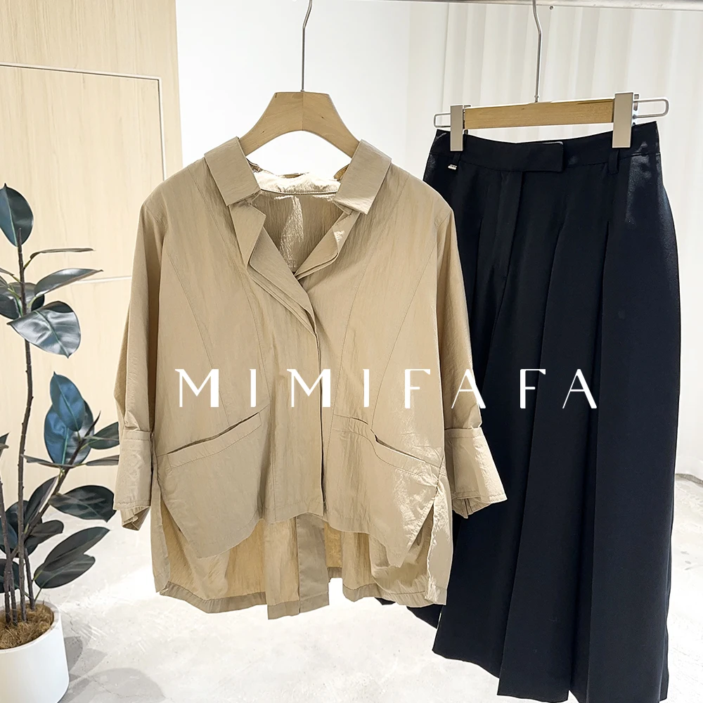 

Mimifa Luxury Loose Fit irt Asymmetrical Design Versatile Slimming Sle New 25 Breathable Comfortable Long Sve Ne