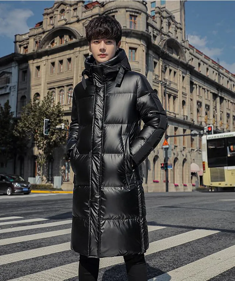 Men Winter Parka Coat Mid-length Clothes Hooded Duck Down Jacket