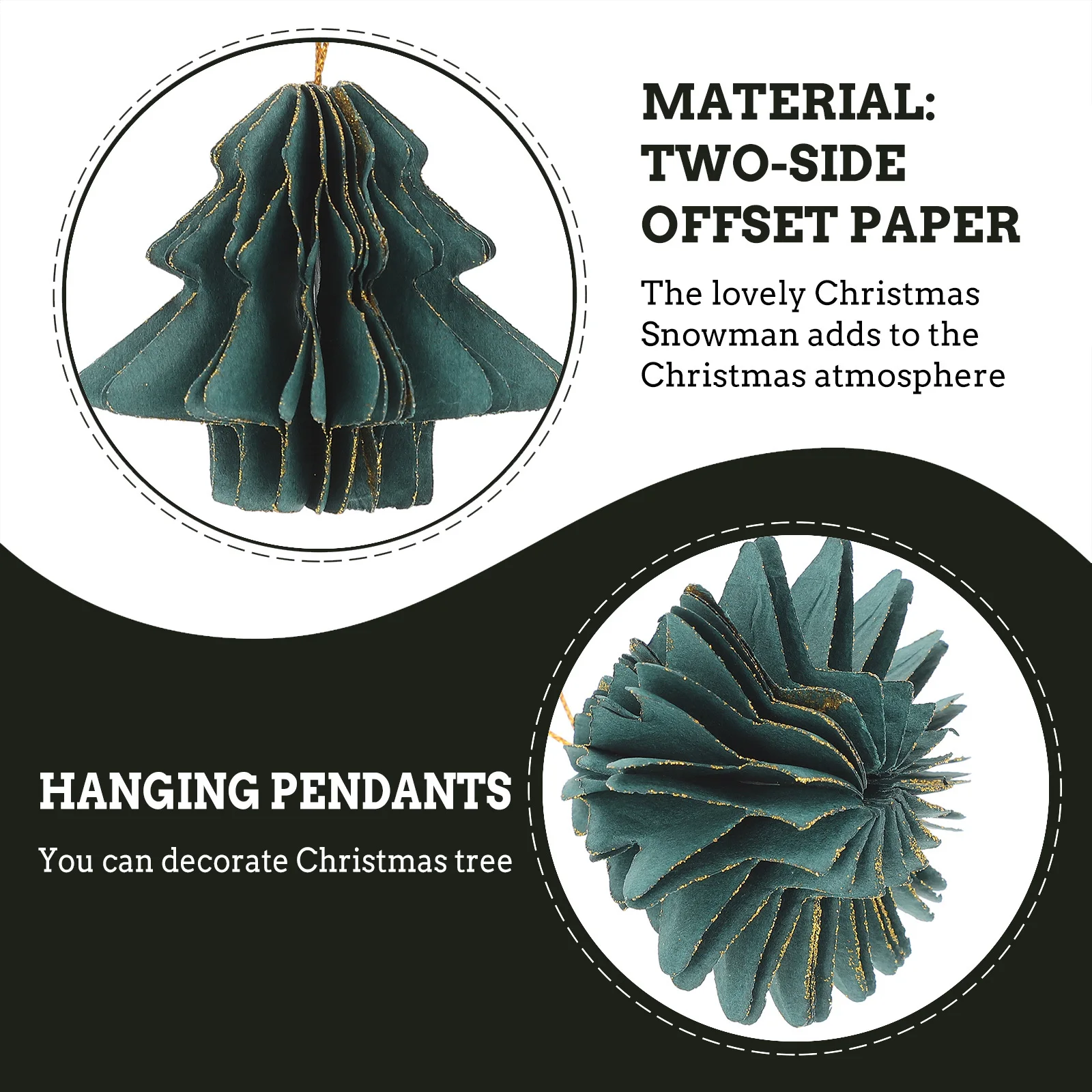 

4Pcs Christmas Tree Pendant Hanging Paper Ornament Decor Holiday Festive Decoration for Home Party Tree Decoration Set