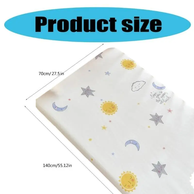 F19F Baby Crib Fitted Sheet Soft & Breathable Lovely Printed Bed Cover Cotton Fitted Sheet for Cosy Nursery Room