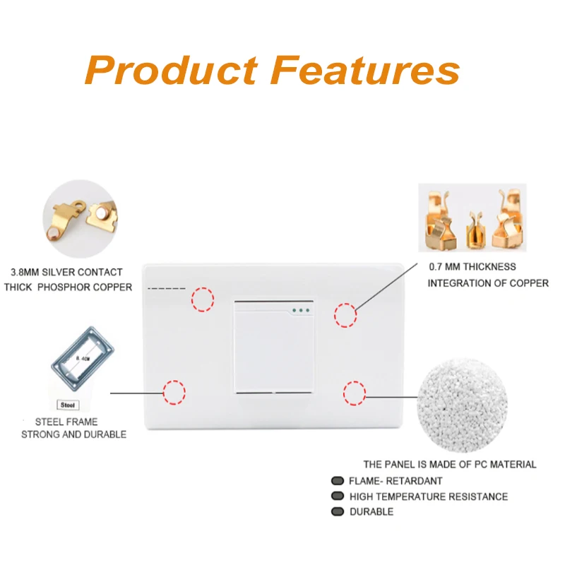 Factory Supplier South American Standard White Color PC Quality 1 2 3 Gang 1 2 Way Light Wall Switch