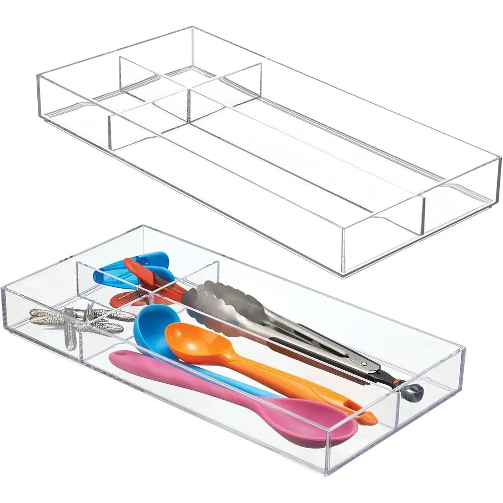 

4-Section Stackable Makeup Organizer, Set of 2, Clear | for Cosmetics and Toiletries