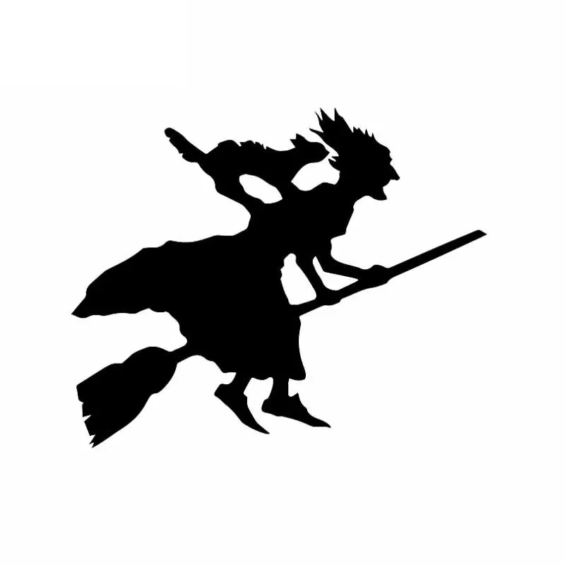 

Car Stickers Funny Witch and Cat Flying on Broom Funny PVC Car Decoration Stickers Creative Waterproof Black/white, 16cm*13cm