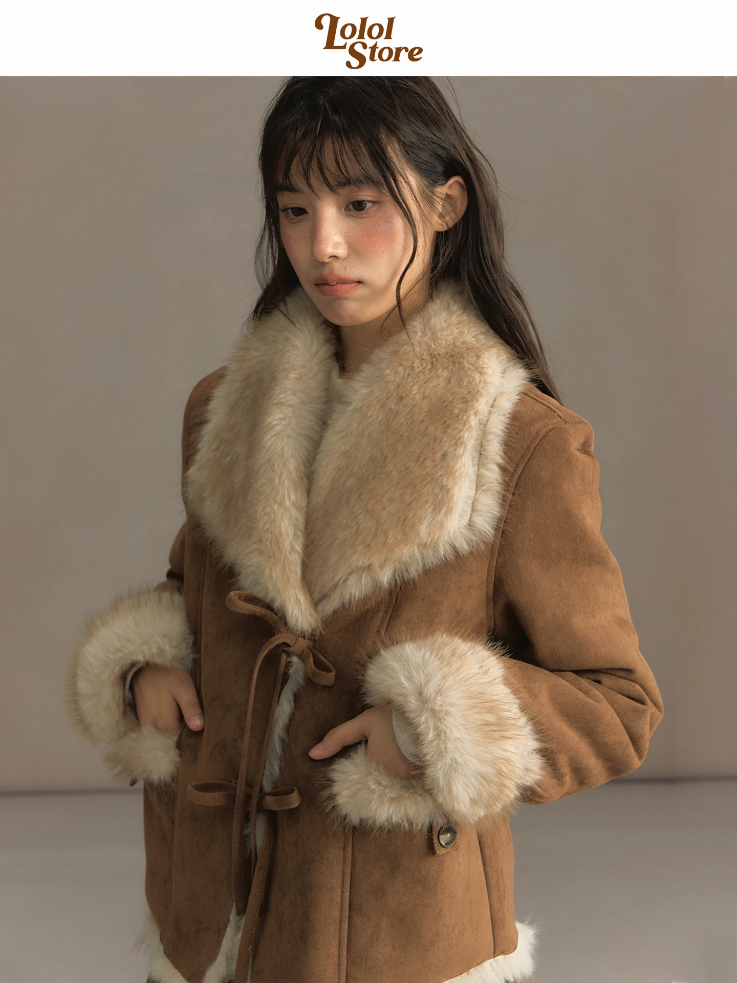 

LOL Rose Tribute Thiened ort Jaet с меховым воротником, женское модное пальто в стиле ретро, теплое пальто из натуральной кожи и меха