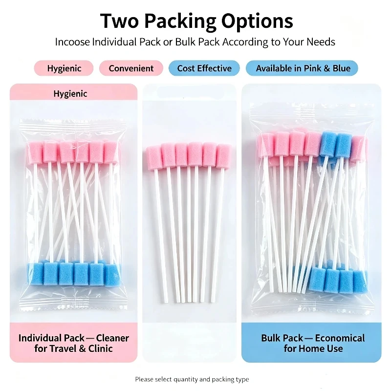 Disposable Oral Care Sponge Swab Tooth Cleaning Mouth Swabs 50/100pcs With Stick For Dental Clinic Baby Elderly