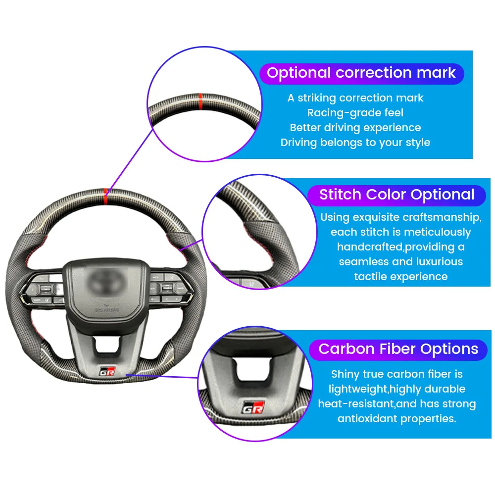 عجلة قيادة من ألياف الكربون لسيارة Toyota GT 86 FORTUNER FJ Cruiser HIACE LC70/76/79 Land Cruiser CROWN ALPHARD VELLFIRE HILUX