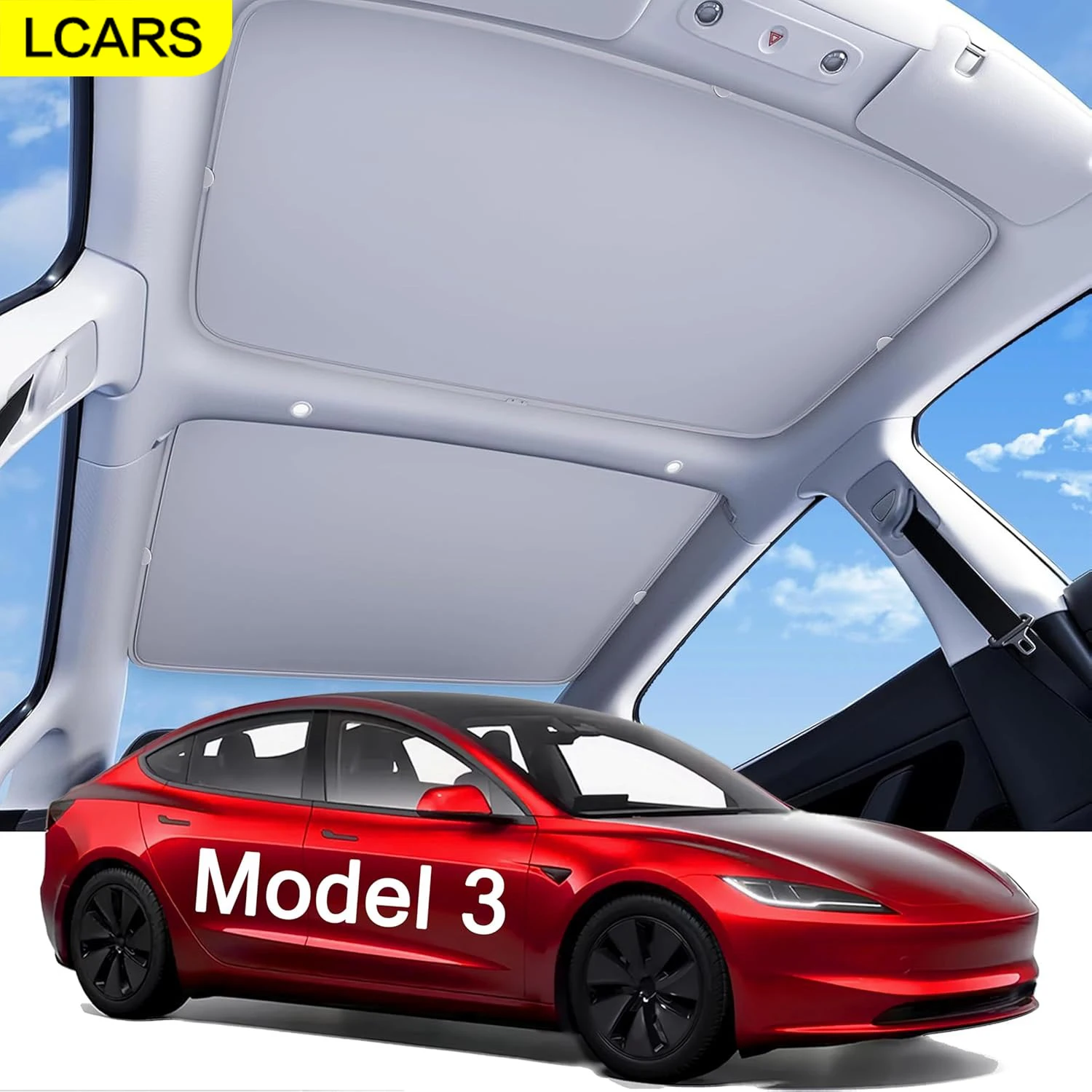 

Lcars Is Suitable for Tesla Model 3 2023, a Tesla Roof Sunshade, Upgraded Version of the Sunroof Sunshade, Suitable for Tesla Model 3 Accessories, for Use with 2021-2023 Model Vehicles (Not Suitable for Model 3 Highland 2024-2025)